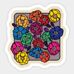 Retro 70s rainbow flowers Sticker